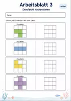 Vorschau - Arbeitsblätter - Ansichten Würfelgebäude | Mathematik Klasse 3 | 6 Arbeitsblätter als PDF - Seite 3