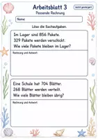Vorschau - Arbeitsblätter - Sachaufgaben schriftliche Subtraktion | Mathematik Klasse 3 | 6 Arbeitsblätter als PDF - Seite 3