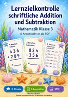 Vorschau - Arbeitsblätter - Lernzielkontrolle schriftliche Addition und Subtraktion | Mathematik Klasse 3 | 6 Arbeitsblätter als PDF - Deckblatt