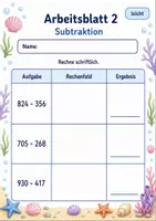 Vorschau - Arbeitsblätter - Lernzielkontrolle schriftliche Addition und Subtraktion | Mathematik Klasse 3 | 6 Arbeitsblätter als PDF - Seite 2