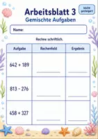 Vorschau - Arbeitsblätter - Lernzielkontrolle schriftliche Addition und Subtraktion | Mathematik Klasse 3 | 6 Arbeitsblätter als PDF - Seite 3