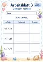 Vorschau - Arbeitsblätter - Wiederholung schriftliche Addition und Subtraktion | Mathematik Klasse 3 | 6 Arbeitsblätter als PDF - Seite 3