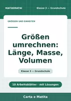Vorschau - Arbeitsblätter - Größen umrechnen: m, kg, l — Klasse 3 - Deckblatt