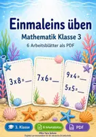 Vorschau - Arbeitsblätter - Einmaleins üben | Mathematik Klasse 3 | 6 Arbeitsblätter als PDF - Deckblatt