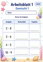 Vorschau - Arbeitsblätter - Kleines Einmaleins gemischt | Mathematik Klasse 3 | 6 Arbeitsblätter als PDF - Seite 1
