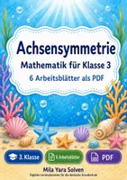 Vorschau - Arbeitsblätter - Achsensymmetrie Klasse 3 | Mathematik Klasse 3 | 6 Arbeitsblätter als PDF - Deckblatt
