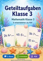 Vorschau - Arbeitsblätter - Geteiltaufgaben Klasse 3 | Mathematik Klasse 3 | 6 Arbeitsblätter als PDF - Deckblatt