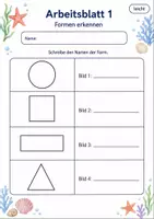 Vorschau - Arbeitsblätter - Geometrische Formen Klasse 3 | Mathematik Klasse 3 | 6 Arbeitsblätter als PDF - Seite 1