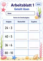Vorschau - Arbeitsblätter - Geteiltaufgaben Klasse 3 | Mathematik Klasse 3 | 6 Arbeitsblätter als PDF - Seite 1