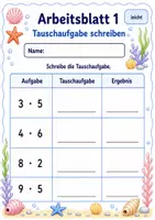 Vorschau - Arbeitsblätter - Tauschaufgaben Einmaleins | Mathematik Klasse 3 | 6 Arbeitsblätter als PDF - Seite 1
