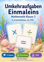 Vorschau - Arbeitsblätter - Umkehraufgaben Einmaleins | Mathematik Klasse 3 | 6 Arbeitsblätter als PDF - Deckblatt