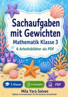 Vorschau - Arbeitsblätter - Sachaufgaben mit Gewichten | Mathematik Klasse 3 | 6 Arbeitsblätter als PDF - Deckblatt
