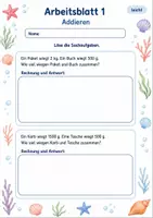 Vorschau - Arbeitsblätter - Sachaufgaben mit Gewichten | Mathematik Klasse 3 | 6 Arbeitsblätter als PDF - Seite 1