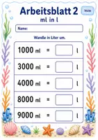 Vorschau - Arbeitsblätter - Liter und Milliliter | Mathematik Klasse 3 | 6 Arbeitsblätter als PDF - Seite 2