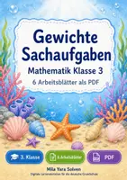 Vorschau - Arbeitsblätter - Gewichte Sachaufgaben | Mathematik Klasse 3 | 6 Arbeitsblätter als PDF - Deckblatt