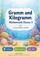 Vorschau - Arbeitsblätter - Gramm und Kilogramm | Mathematik Klasse 3 | 6 Arbeitsblätter als PDF - Deckblatt