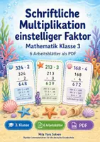 Vorschau - Arbeitsblätter - Schriftliche Multiplikation einstelliger Faktor | Mathematik Klasse 3 | 6 Arbeitsblätter als PDF - Deckblatt
