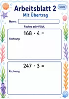 Vorschau - Arbeitsblätter - Schriftliche Multiplikation einstelliger Faktor | Mathematik Klasse 3 | 6 Arbeitsblätter als PDF - Seite 2