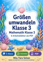 Vorschau - Arbeitsblätter - Größen umwandeln Klasse 3 | Mathematik Klasse 3 | 6 Arbeitsblätter als PDF - Deckblatt