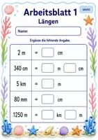 Vorschau - Arbeitsblätter - Größen umwandeln Klasse 3 | Mathematik Klasse 3 | 6 Arbeitsblätter als PDF - Seite 1