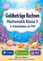 Vorschau - Arbeitsblätter - Geldbeträge Rechnen | Mathematik Klasse 3 | 6 Arbeitsblätter als PDF - Deckblatt