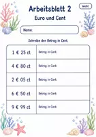 Vorschau - Arbeitsblätter - Geld Klasse 3 | Mathematik Klasse 3 | 6 Arbeitsblätter als PDF - Seite 2
