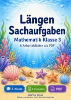 Vorschau - Arbeitsblätter - Längen Sachaufgaben | Mathematik Klasse 3 | 6 Arbeitsblätter als PDF - Deckblatt