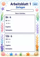 Vorschau - Arbeitsblätter - Division in Schritten | Mathematik Klasse 3 | 6 Arbeitsblätter als PDF - Seite 1
