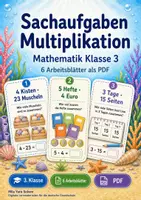 Vorschau - Arbeitsblätter - Sachaufgaben Multiplikation | Mathematik Klasse 3 | 6 Arbeitsblätter als PDF - Deckblatt