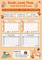 Vorschau - Arbeitsblätter - Stadt, Land, Fluss – Herbstedition | Herbstspiel für Deutsch oder Vertretungsstunde | Herbstferien | Halloween I DaF/DaZ | Klasse 4–6 - Deckblatt
