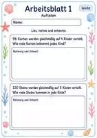 Vorschau - Arbeitsblätter - Sachaufgaben Division | Mathematik Klasse 3 | 6 Arbeitsblätter als PDF - Seite 1