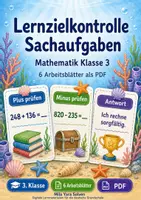 Vorschau - Arbeitsblätter - Lernzielkontrolle Sachaufgaben | Mathematik Klasse 3 | 6 Arbeitsblätter als PDF - Deckblatt