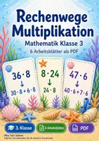 Vorschau - Arbeitsblätter - Rechenwege Multiplikation | Mathematik Klasse 3 | 6 Arbeitsblätter als PDF - Deckblatt