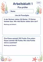 Vorschau - Arbeitsblätter - Lernzielkontrolle Sachaufgaben | Mathematik Klasse 3 | 6 Arbeitsblätter als PDF - Seite 1