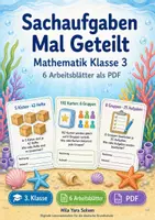 Vorschau - Arbeitsblätter - Sachaufgaben Mal Geteilt | Mathematik Klasse 3 | 6 Arbeitsblätter als PDF - Deckblatt