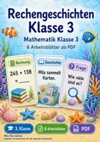 Vorschau - Arbeitsblätter - Rechengeschichten Klasse 3 | Mathematik Klasse 3 | 6 Arbeitsblätter als PDF - Deckblatt