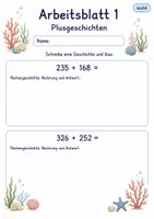 Vorschau - Arbeitsblätter - Rechengeschichten Klasse 3 | Mathematik Klasse 3 | 6 Arbeitsblätter als PDF - Seite 1
