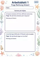 Vorschau - Arbeitsblätter - Sachaufgaben Frage Rechnung Antwort | Mathematik Klasse 3 | 6 Arbeitsblätter als PDF - Seite 1