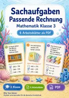 Vorschau - Arbeitsblätter - Sachaufgaben Passende Rechnung | Mathematik Klasse 3 | 6 Arbeitsblätter als PDF - Deckblatt