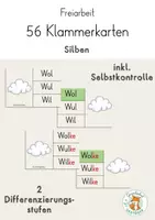 Vorschau - Stationenlernen - 56 Klammerkarten Silben mit Selbstkontrolle - Deckblatt