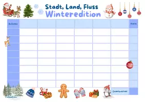 Vorschau - Arbeitsblätter - Stadt, Land, Fluss – Winteredition | Winterspiel für Deutsch | Weihnachten | Weihnachtsspiel | DaF/DaZ | Klasse 4–6 - Seite 2