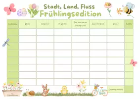 Vorschau - Arbeitsblätter - Stadt, Land, Fluss Frühlingsedition I Frühling & Ostern | Frühlingsspiel & Osterspiel für Deutschunterricht I DaF/DaZ | Klasse 4–6 - Seite 1