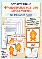Vorschau - Stundenentwürfe - Soziales Lernen: Sozialtraining "Grundgefühle mit den Gefühlswesen" - Teil 2: Wut mit Flammi (Doppelstunde) / Klasse 1& 2 / Schuljahresbeginn / Gefühle - Deckblatt