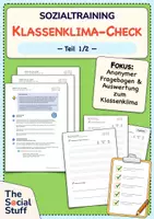 Vorschau - Stundenentwürfe - Soziales Lernen: Sozialtraining "Klassenklima-Check" - Teil 1 (Einzelstunde) / Klassenklima verbessern / Klasse 3-5 / Schuljahrsbeginn - Deckblatt