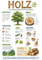 Vorschau - Arbeitsblätter - Lernposter + Arbeitsblatt "Holz" + Onlineübung & MP3 + Mindmap + Infografik - Deckblatt