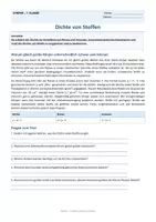 Vorschau - Arbeitsblätter - Arbeitsblatt Chemie Klasse 7 - Dichte von Stoffen - Deckblatt