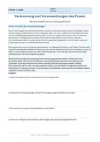 Vorschau - Arbeitsblätter - Arbeitsblatt Chemie Klasse 7 - Verbrennung und Voraussetzungen des Feuers - Deckblatt