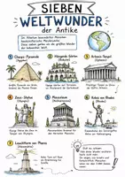 Vorschau - Arbeitsblätter - Lernposter + Arbeitsblätter zum Thema "Sieben Weltwunder" + Lösung & MP3 + Mindmap + Infografik - Deckblatt