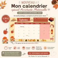Aperçu - Affichage - Calendrier pour assistante maternelle du 08/26 au 12/27 - Page de couverture