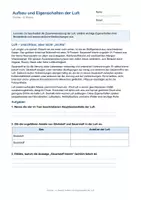 Vorschau - Arbeitsblätter - Arbeitsblatt Chemie Klasse 8 - Aufbau und Eigenschaften der Luft - Deckblatt